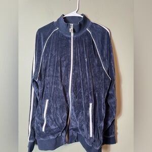 Penguin Men’s Full Zipper Navy Blue w/White Trim Velour XL